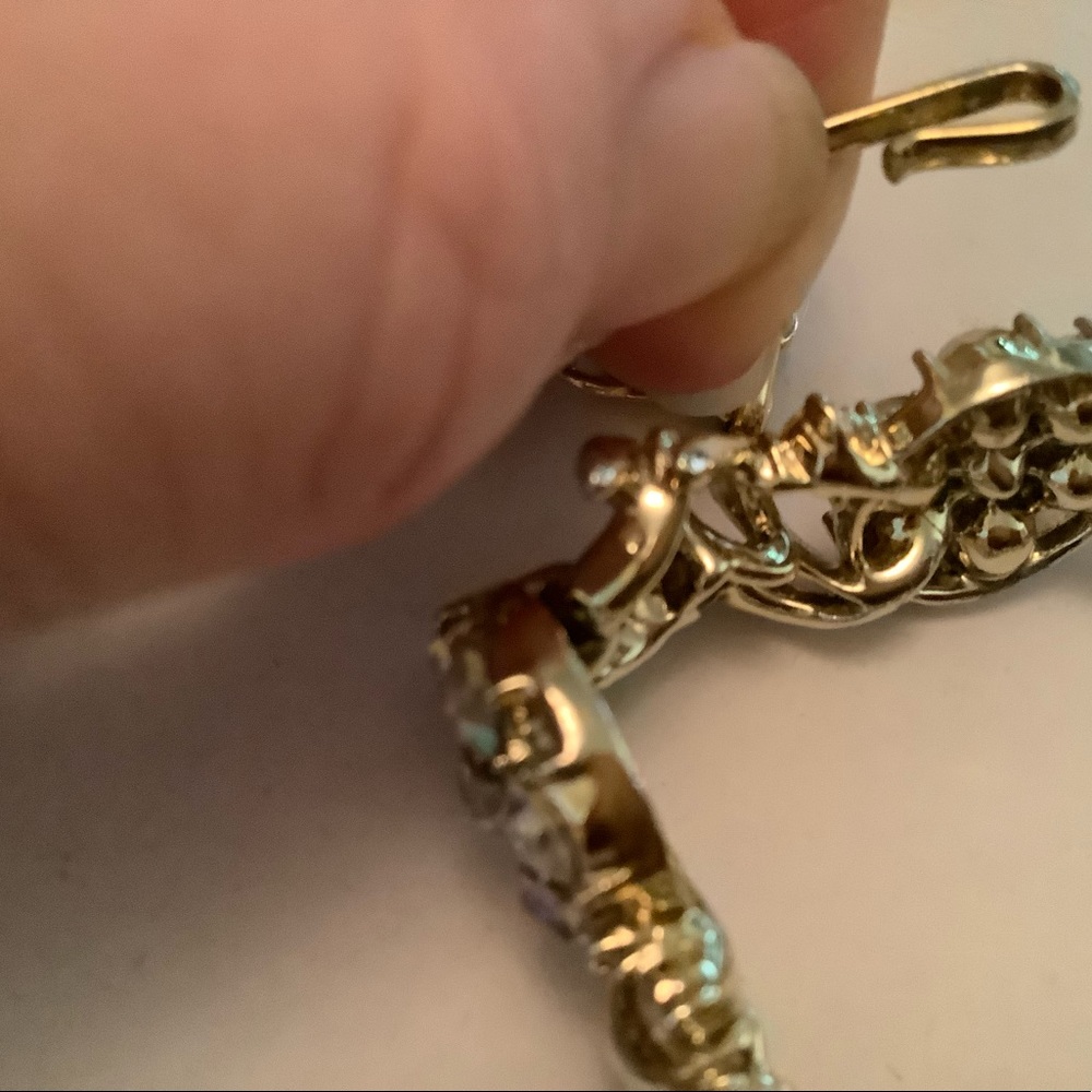 CORO Vintage Set Necklace Bracelet Leaf Rhinestone Goldplated - Picture 3 of 8